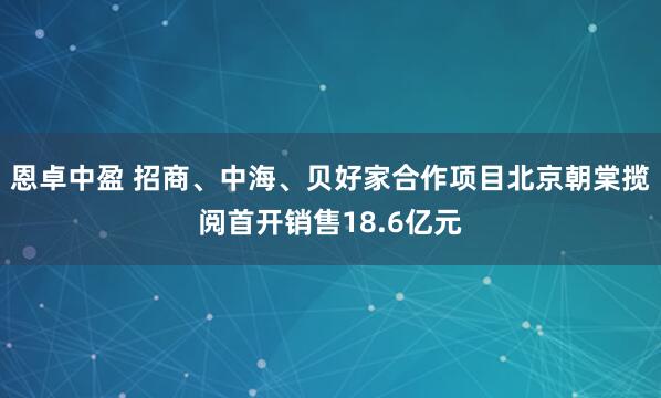 恩卓中盈 招商、中海、贝好家合作项目北京朝棠揽阅首开销售18.6亿元